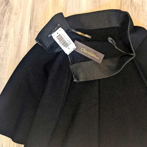 NWT Black Flared Mini Skirt Thick Knit Chocolate U.S.A - Picture 4 of 5